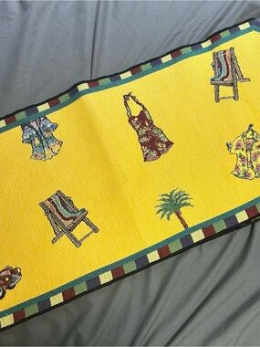 Fun Vibrant Beach Themed Table Runner 72"x13" Yellow  Anne Ormsby